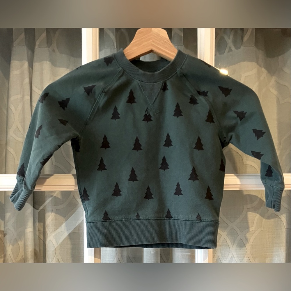 Hanna Andersson Green Tree Pattern Kids’ Sweatshirt